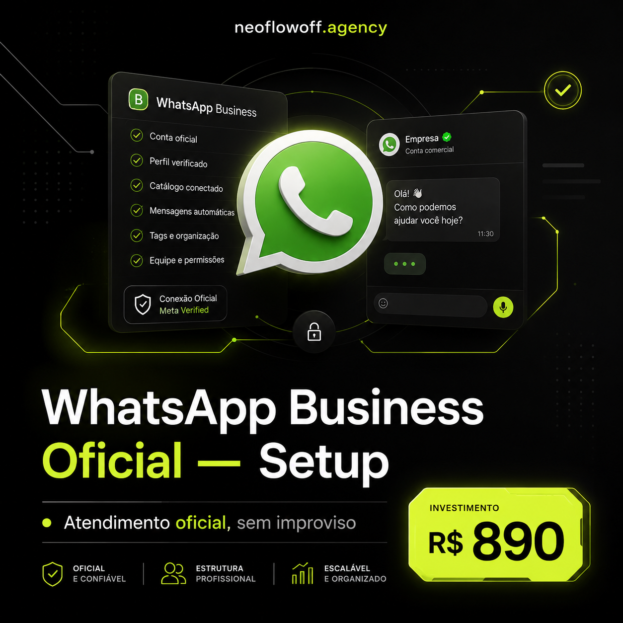 WhatsApp Business Oficial — Setup - Atendimento oficial, sem improviso
